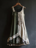 Vintage Lace Patchwork Comfy Linen Tank Dress elevenforest