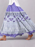 Women's Retro Casual Purple Floral Splicing Skirt elevenforest