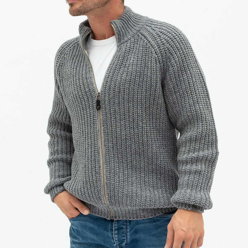 Retro Minimalist Simple Knitted Men's Zipper Sweater elevenforest