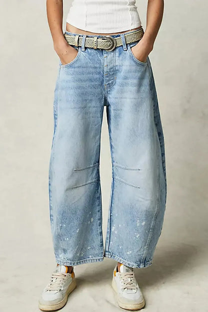 Street Pocket High Waist Denim Jeans