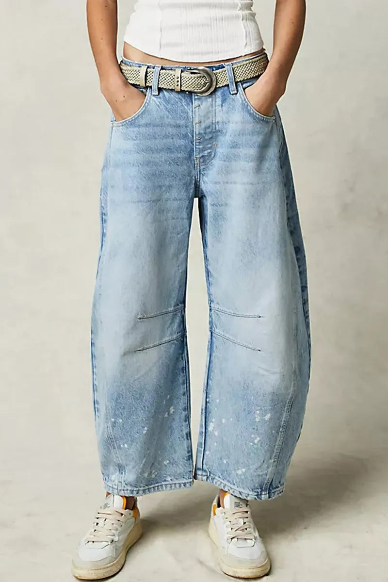 Street Pocket High Waist Denim Jeans
