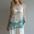 Vintage Marble Texture Collection Retro Bohemia Women Style Gradient Gilded Pattern Linen Tank Top elevenforest