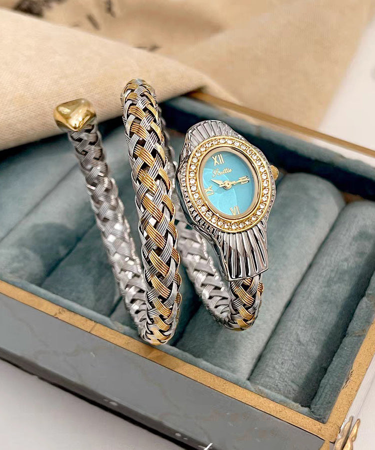 Fine Silk Stainless Steel Zircon Serpentine Waterproof Watch