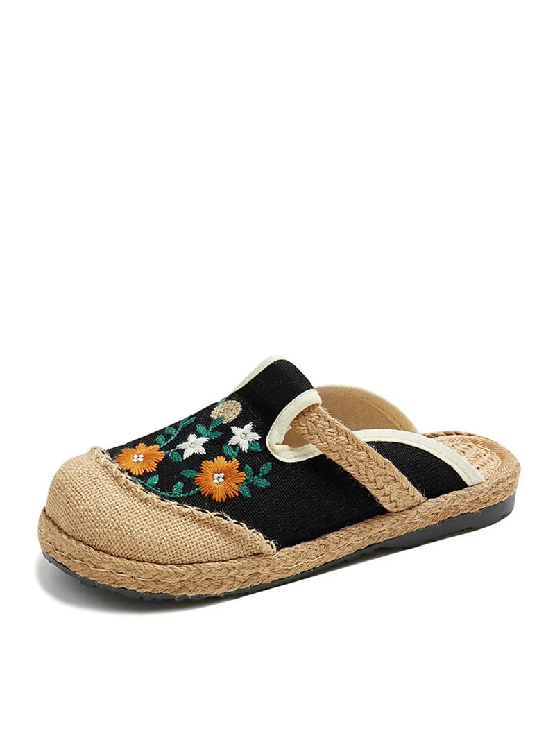Summer Flower Embroidery Slippers Cc050