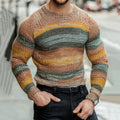 Men'S Retro Stripe Art Cozy Knit Sweater elevenforest