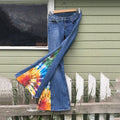 Retro Bohemian Tie Dye Pattern Patchwork Flared Jeans elevenforest
