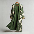 Japanese Cranes & Pine Trees Flowy Linen Long Kimono elevenforest