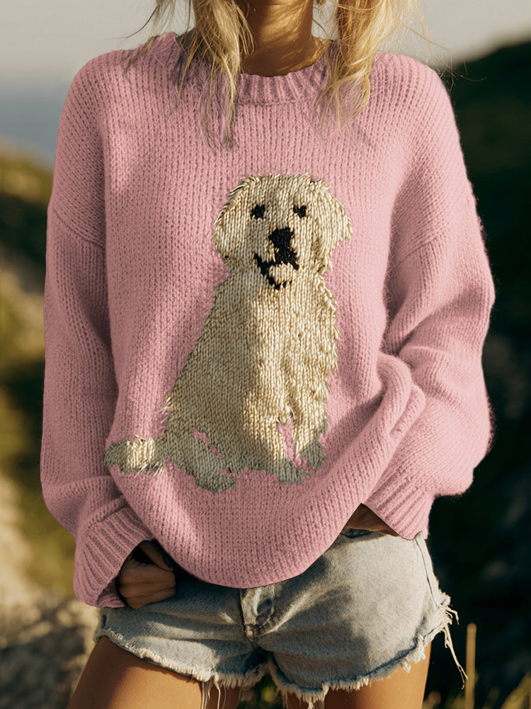 Comstylish Classic Fuzzy Golden Retriever Dog Felt Cozy Knit Sweater