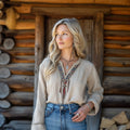 Boho Ethnic Embroidery Tassel Art  Linen Blend Casual Blouse elevenforest