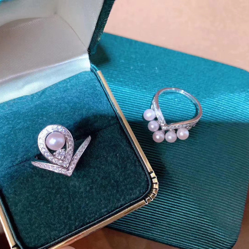Multi-wear Style 4-5mm Aaaa Grade Freshwater Pearl Rings in 925 Sterling Silver