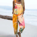 Women's Artistic Colour Rendering Print Casual Wide Leg Jumpsuit elevenforest