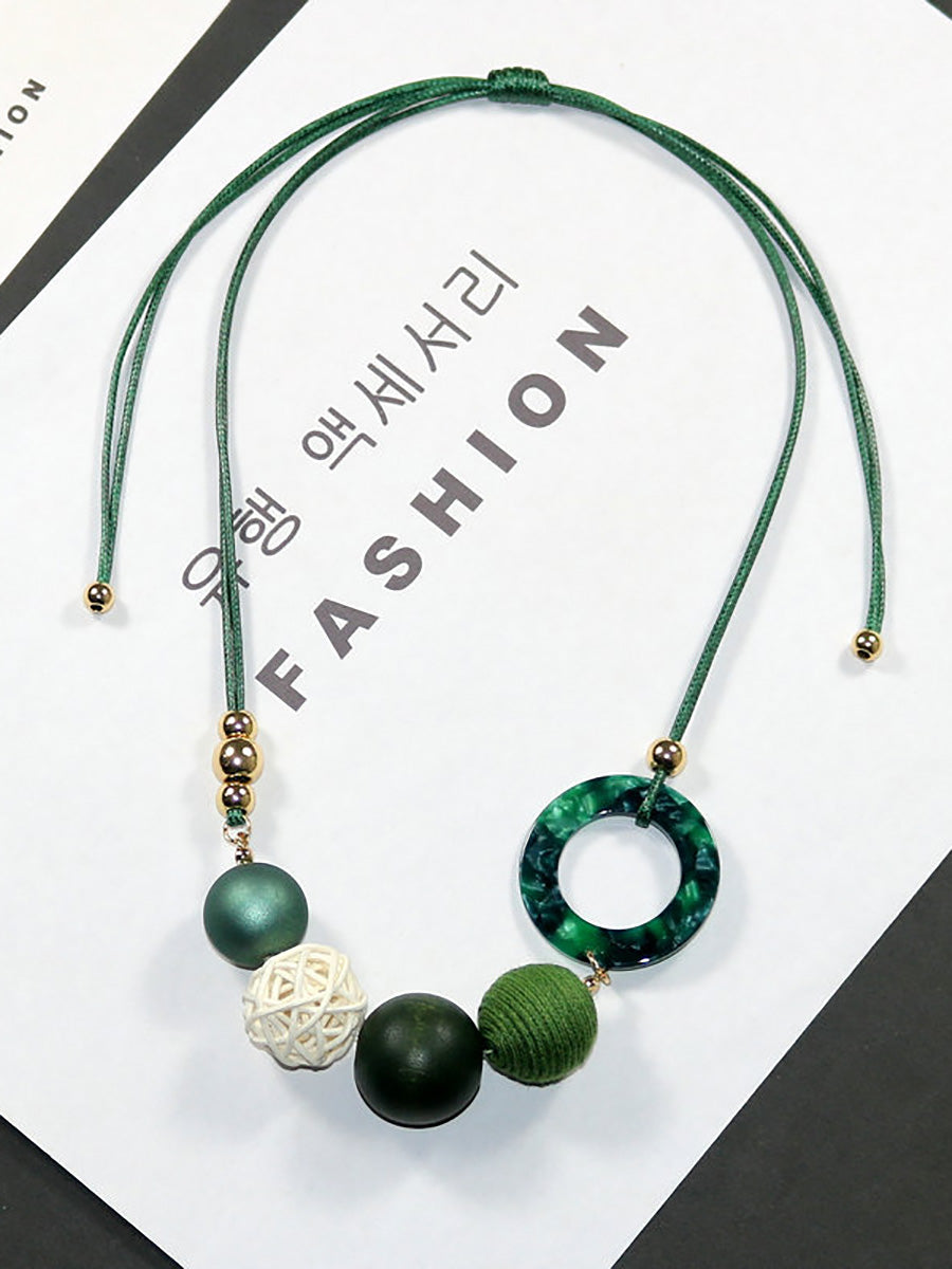 Pendant Wooden Necklace Resin