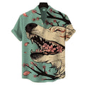 Men's Fox Fairy Cherry Blossom Art Print Casual Short-sleeve Shirt elevenforest