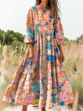Women's Art Floral Hippie Print Dress