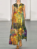 Sunflower Art Print Women's Maxi Dress elevenforest