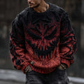 Men's Halloween Ghost Face Gradient Cozy Knit Pullover Sweater elevenforest