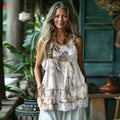 Retro Bohemian Lace Panel Sleeveless Top elevenforest