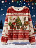 Comstylish Wild Holiday Animal Party Christmas Ugly Flannel Sweater