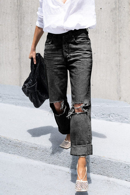 Sportswear Ripped Loose Denim Jeans