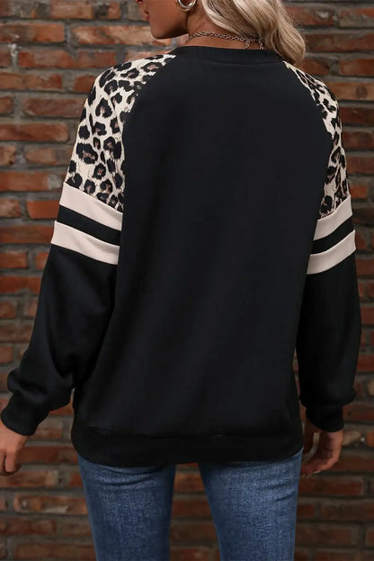 Black Leopard Raglan Sweatshirt