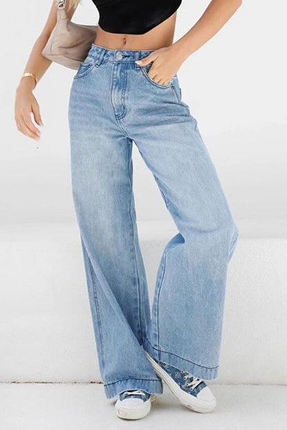 Street Patchwork Straight Denim Jeans