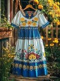 Women's Casual Vintage Petrykivka Embroidered Dress elevenforest