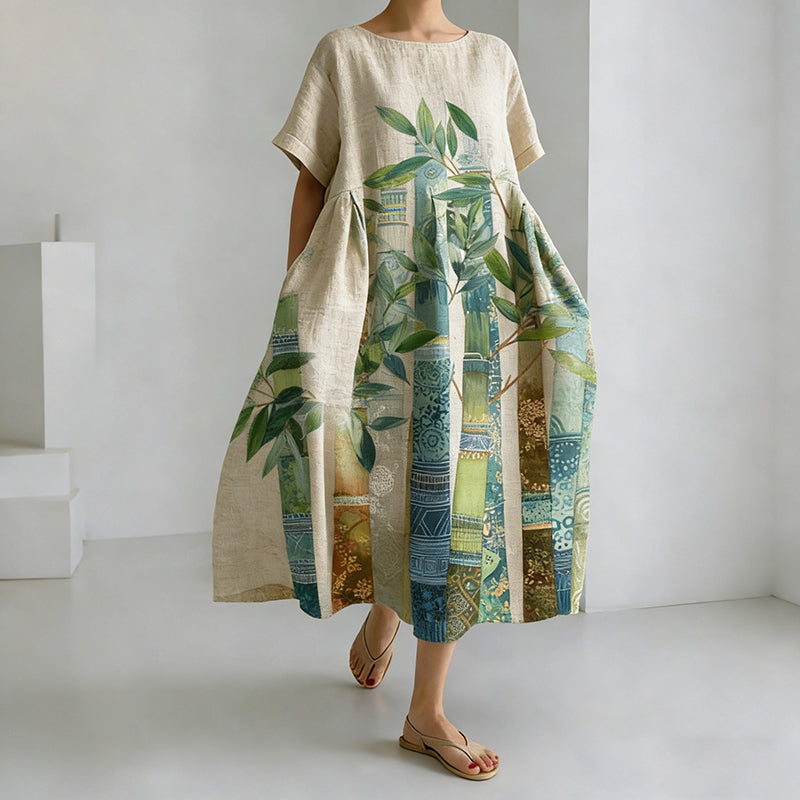 Comstylish Women's Japanese-style Bamboo Pattern Casual Dress