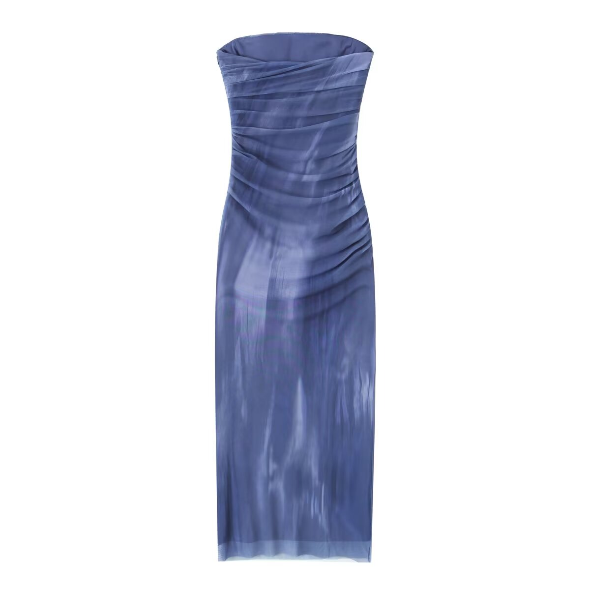 Summer Tube Top Silk Net Printed Dress – Stylish Sleeveless Mini Dress