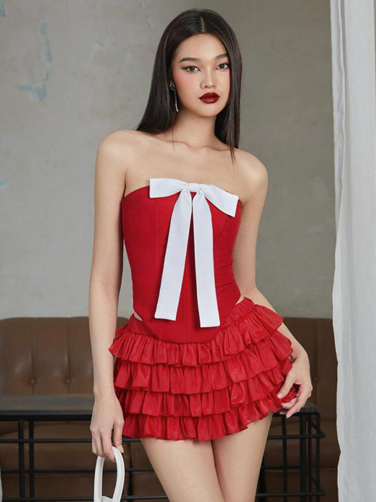 Taruxy Bow Splice Crop Tops Off Shoulder Backless Bodycon Tank Top Hot Club Party Slim Vest Woman