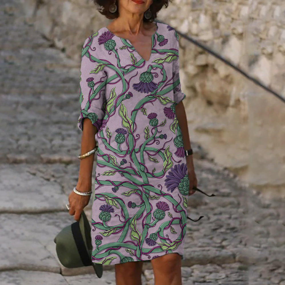Scottish Thistle Art Print Midi Dress elevenforest