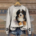 Comstylish Bernese Mountain Dog Watercolor Paw Prints Sweatshirt