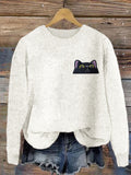 Women's Casual Funny Black Cat Print Sweater elevenforest