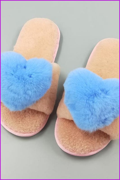 8 Colors Sweet Heart Lamb + Rabbit Fur Winter Slides/slippers Df044