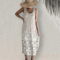 Vintage Floral Embroidered Lace Art Pattern Linen Tank Dress elevenforest
