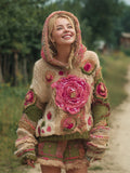 Boho Vintage Floral Women's Knit Hooded Sweater elevenforest