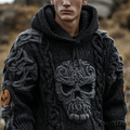 Halloween Men's Skull Element Hooded Knit Sweater elevenforest