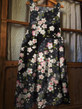 Cherry Blossom Japanese Traditional Pattern Linen Blend Pinafore Dress elevenforest