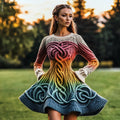 Women's Irish Celtic Knot Rainbow Knit Sweater Dress elevenforest