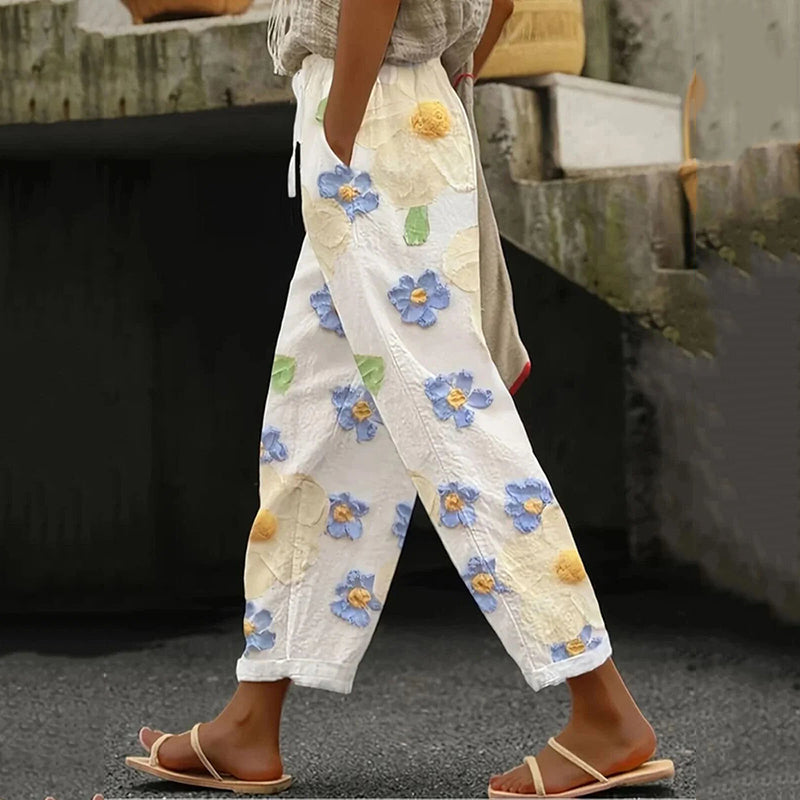 Women's Vintage Floral Print Comfort Casual Pants elevenforest
