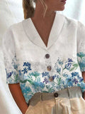 Women Floral Print Casual Button-up Shirt