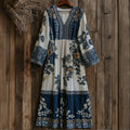 Women's Floral V-neck Long-sleeved Dress elevenforest