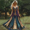 Viking Tree Of Life Patchwork Suspender Maxi Dress elevenforest
