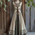 Vintage Viking Celtic Tree Pattern Linen Comfy Tank Dress elevenforest