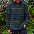 Vintage Fairman Geometry Jacquard Stand Collar Zipper Sweater elevenforest