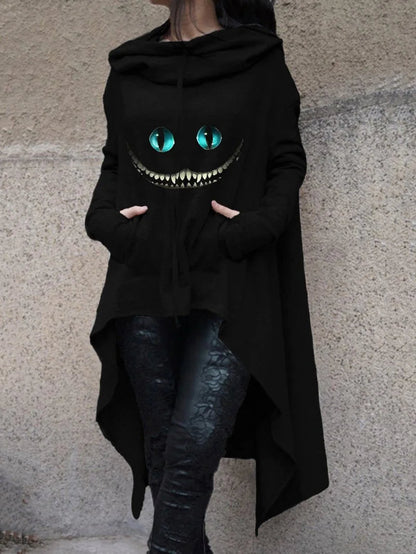 Halloween Print Irregular Long Sleeve Sweatshirt