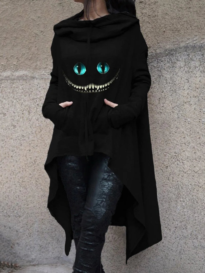 Halloween Print Irregular Long Sleeve Sweatshirt