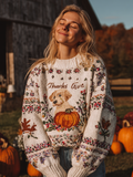 Comstylish Women's Autumn/winter Thanksgiving Round Neck Warmth-giving Knit Sweater