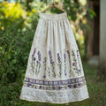 Women's Elegant Lace Flowers Embroidery Art Linen Blend Skirt elevenforest