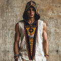 Men's Ancient Egyptian Inspired Hooded Linen Vest elevenforest