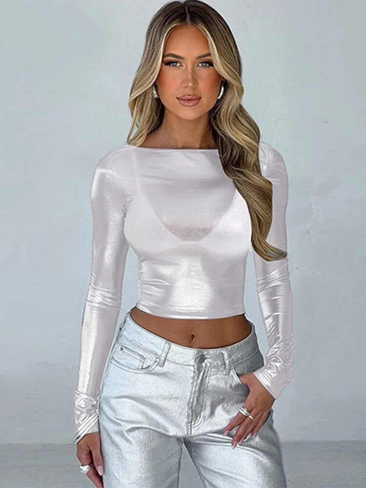 Spring Autumn Long Sleeve Party Club Crop Tops T Shirts Tees Items for Business
